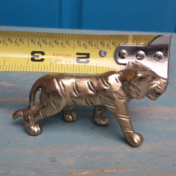 Brass Panther Vintage Animal Figurine Mid Century Modern Gold Metal Tiger Lion - Picture 11 of 16